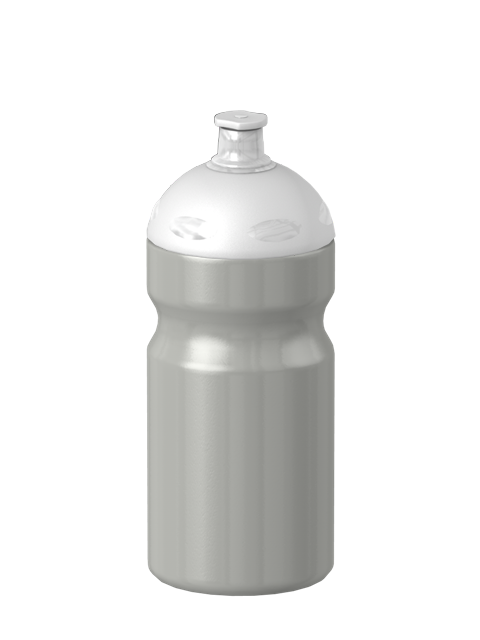 Sport-Trinkflasche Basic Flaschenfarbe: Silber Volumen: 500 ml Verschlussfarbe: Weiss Druck: ohne Druck